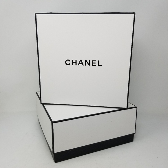 Chanel EMPTY Gift Boxes Lot 2 Medium Black White Keepsake Container 8.5" Square - Picture 13 of 15